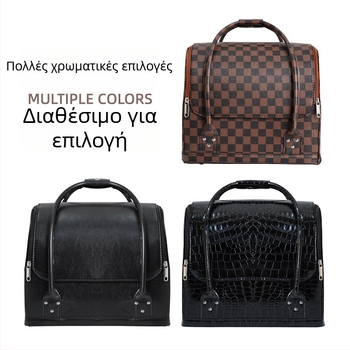 Τσάντα μακιγιάζ σε κορεατικό στυλ, μεγάλη χωρητικότητα, PU υλικό, πολυεπίπεδη θήκη για μακιγιάζ και εργαλεία νυχιών, με ροδάκια και φερμουάρ