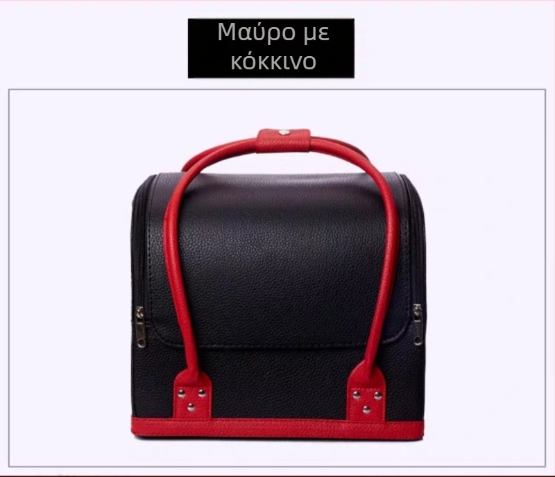 Τσάντα μακιγιάζ σε κορεατικό στυλ, μεγάλη χωρητικότητα, PU υλικό, πολυεπίπεδη θήκη για μακιγιάζ και εργαλεία νυχιών, με ροδάκια και φερμουάρ