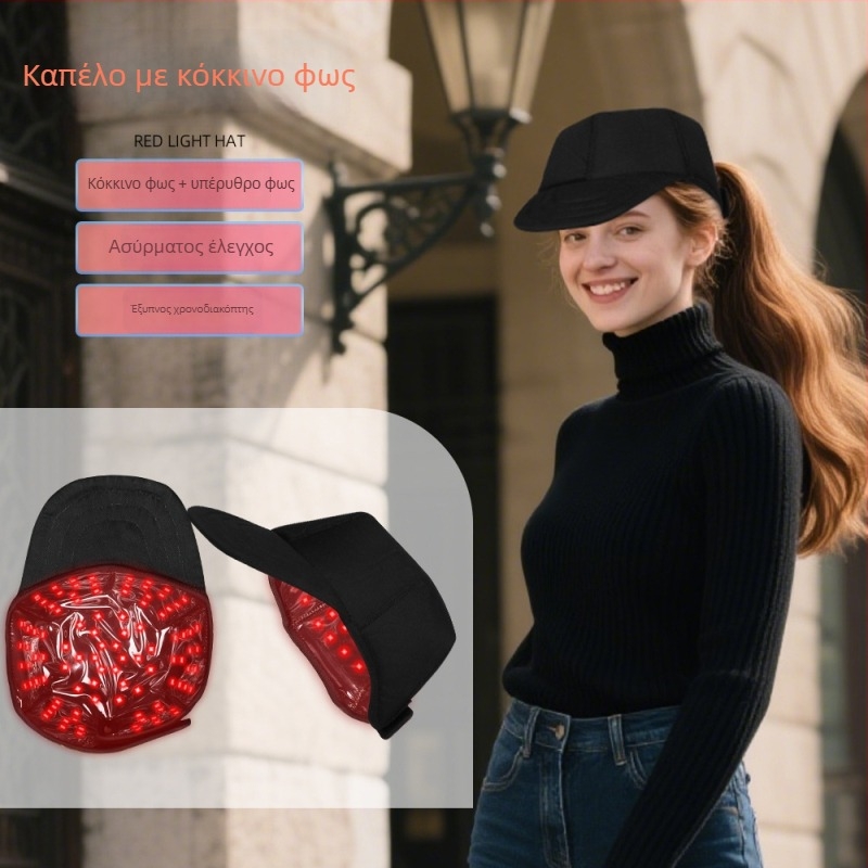 Φορητό LED κάλυμμα θεραπείας με κόκκινο φως για οικιακή χρήση, 660 nm και 850 nm, συσκευή περιποίησης μαλλιών με ενσωματωμένη μπαταρία 300–500 mAh