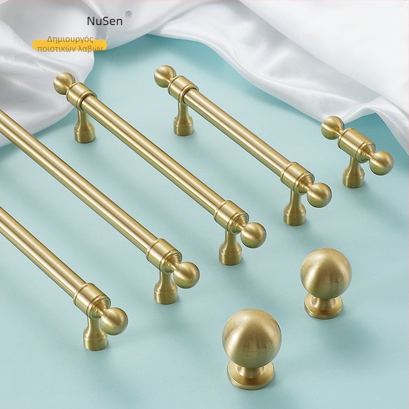 Λαβή επίπλων από ορείχαλκο, στρογγυλή σφαίρα, ένα άνοιγμα, για ντουλάπες, ντουλάπια και συρτάρια, στυλ μοντέρνο, γαλλικό και σκανδιναβικό