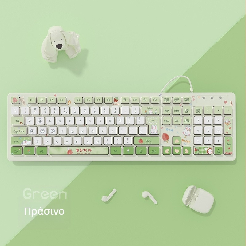 Πληκτρολόγιο Berry Has Troubles – Καρτούν σχέδιο για κοιτώνες και γραφεία; Ασύρματο, Ευρύτατη συμβατότητα, χωρίς φωτισμό, μη αδιάβροχο, χωρίς βάση παλάμης