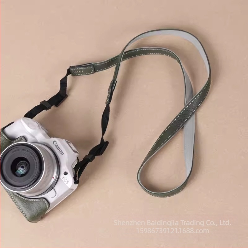 Θήκη PU από δέρμα και βάση για Canon R50/R100, φορητή τσάντα φωτογραφίας στον ώμο, ανθεκτικό στη φθορά και στους κραδασμούς, ρετρό μισό σετ