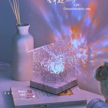 Νυχτερινό φωτιστικό κρυστάλλινο δωματίου με περιστρεφόμενο εφέ κυμάτων νερού, ρομαντικός φωτισμός ατμόσφαιρας για φωτογράφιση, τροφοδοσία USB, 5V, χωρίς έλεγχο έξυπνων