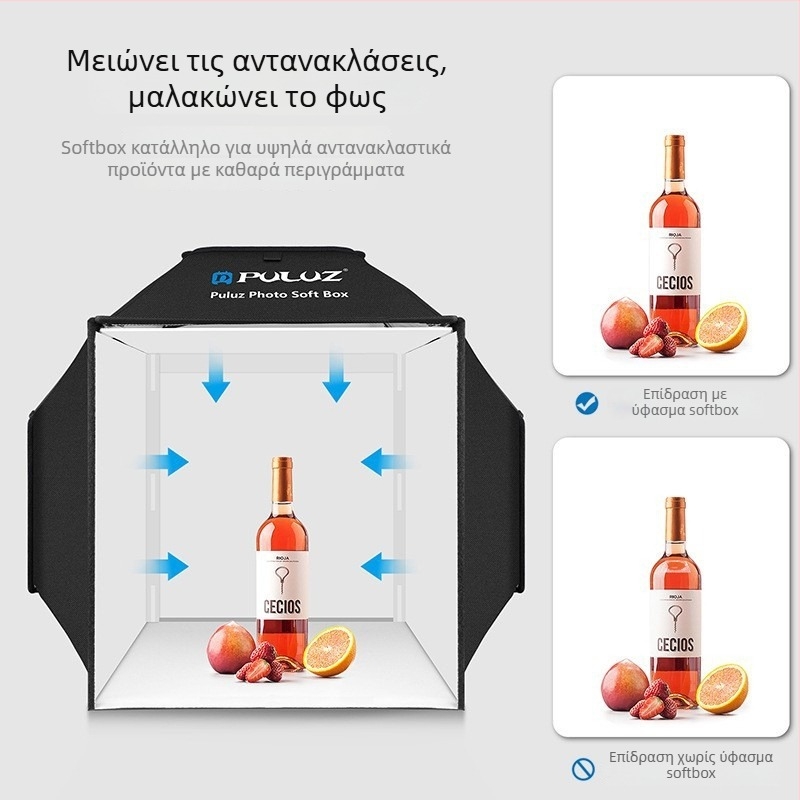 PULUZ PU5042 Φωτιστικό φωτογράφισης – Soft Light Box, 72W, 5500K, ακρυλικό, φόντο τεσσάρων χρωμάτων