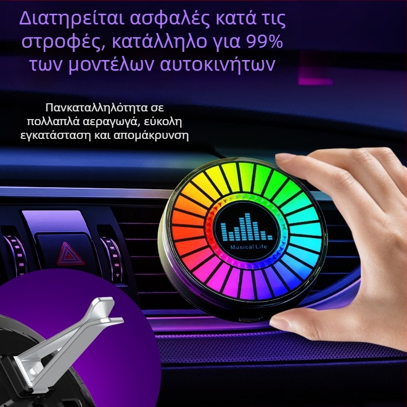 RGB LED λαμπτήρας εξαερισμού αυτοκινήτου με φωτισμό 3D ατμόσφαιρας, φωνητικό έλεγχο και αρωματοθεραπεία