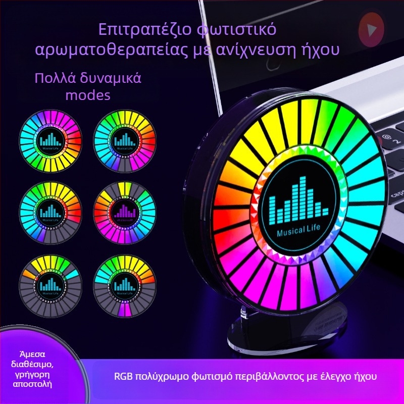 RGB LED λαμπτήρας εξαερισμού αυτοκινήτου με φωτισμό 3D ατμόσφαιρας, φωνητικό έλεγχο και αρωματοθεραπεία