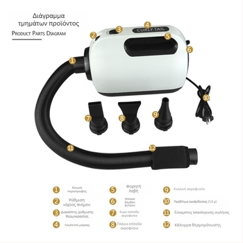 DHC-01 Κουτί στέγνωσης κατοικίδιων, ισχυρός στεγνωτήρας με AC κινητήρα, 220V, 2000W+