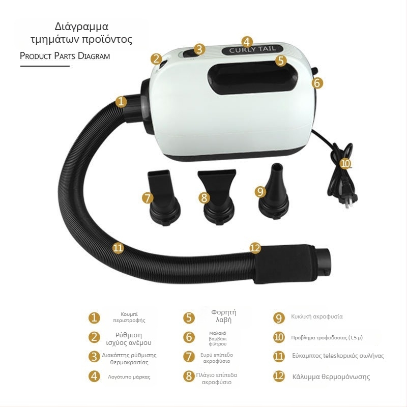 DHC-01 Κουτί στέγνωσης κατοικίδιων, ισχυρός στεγνωτήρας με AC κινητήρα, 220V, 2000W+