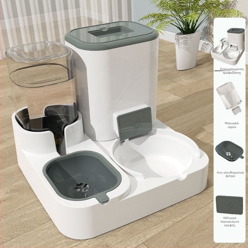 Αυτόματη ταΐστρα κατοικίδίων με δοχείο νερού και ενσωματωμένο μπολ για γάτες και σκύλους — Τάση ≤36V — Ισχύς 2000W+ — Χωρίς προστασία από υπερθέρμανση