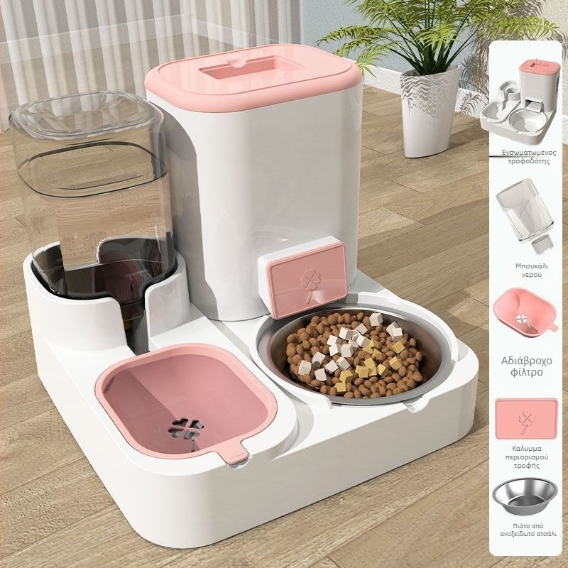 Αυτόματη ταΐστρα κατοικίδίων με δοχείο νερού και ενσωματωμένο μπολ για γάτες και σκύλους — Τάση ≤36V — Ισχύς 2000W+ — Χωρίς προστασία από υπερθέρμανση