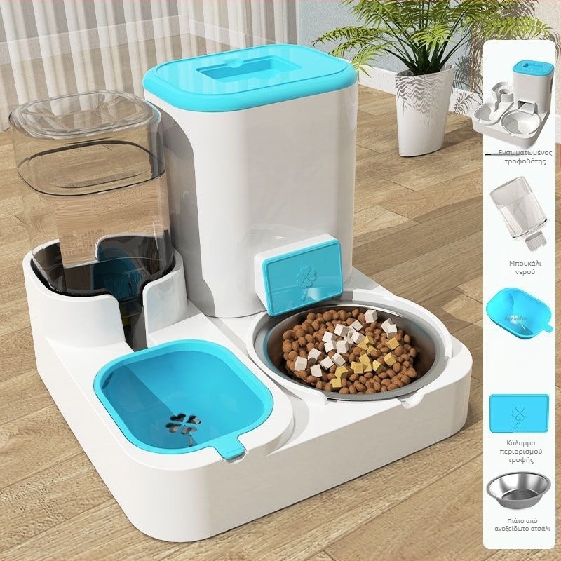 Αυτόματη ταΐστρα κατοικίδίων με δοχείο νερού και ενσωματωμένο μπολ για γάτες και σκύλους — Τάση ≤36V — Ισχύς 2000W+ — Χωρίς προστασία από υπερθέρμανση