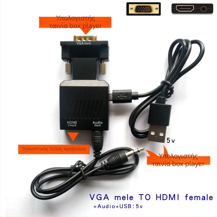 VGA προς HDMI αντάπρορας, τσιπ 9288-5621, 1080p, 1 εισόδου/2 εξόδων, μοντέλο VGA-HDMI