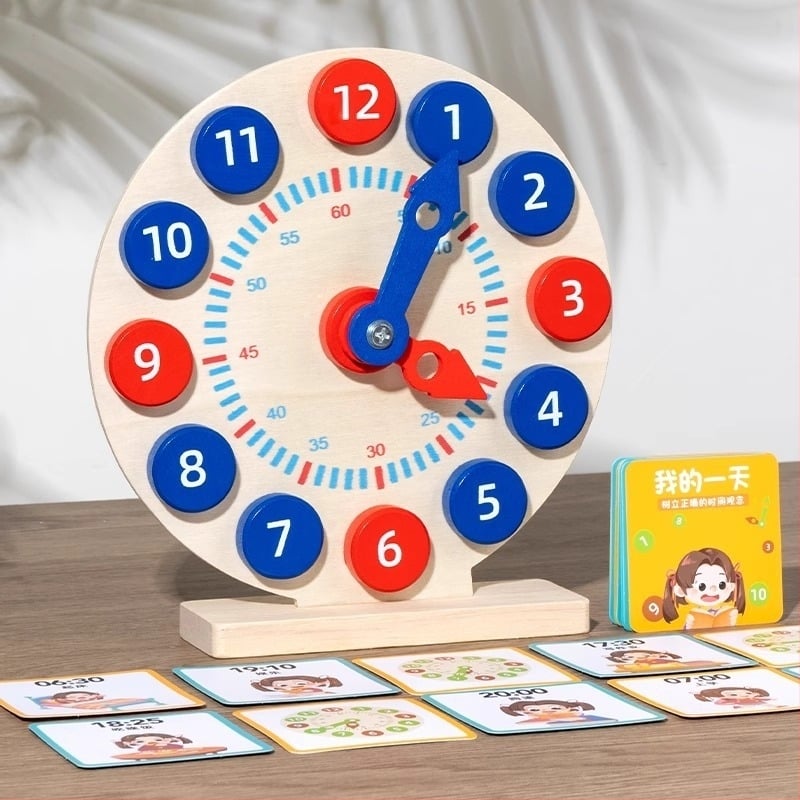 Ξύλινο εκπαιδευτικό ρολόι-παιχνίδι για παιδιά 4–6 ετών, DIY-φιλικό, μη ηλεκτρικό, χειροκίνητη εκμάθηση χρόνου