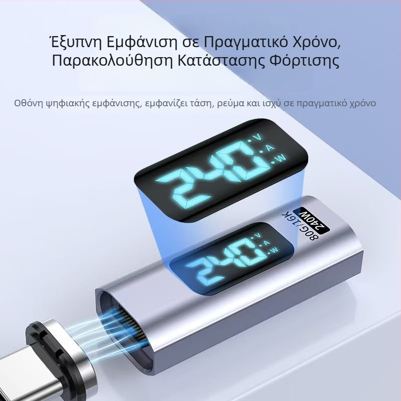 Μαγνητικός προσαρμογέας USB-C με διπλή ψηφιακή οθόνη, 100W