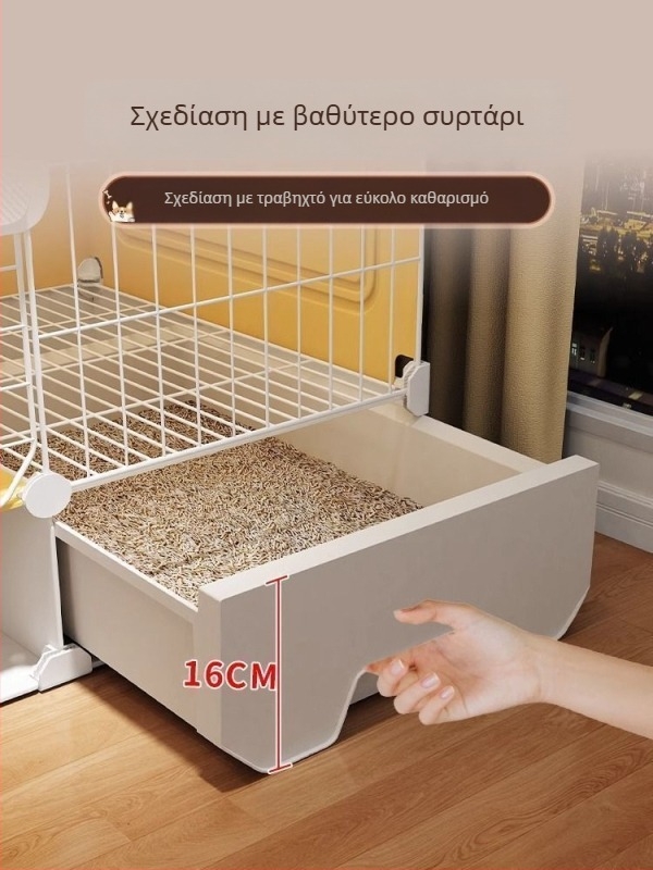 Κλουβί για μικρά σκυλιά με διαχωρισμό της τουαλέτας, ένα δωμάτιο και ένα μπάνιο, εσωτερικό κλουβί κατοικίδιων, βίλα Teddy Bichon