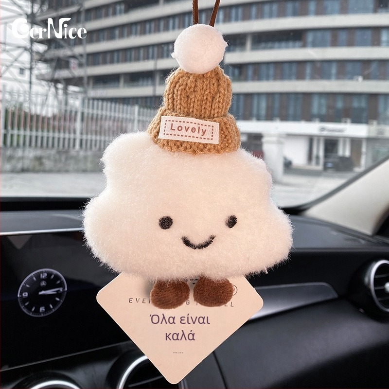 Βελούδινο αυτοκινητικό διακοσμητικό σε μορφή συννεφιού, cartoon στυλ, κρεμαστό για τον καθρέφτη οπισθοπορείας, εσωτερική διακόσμηση αυτοκινήτου