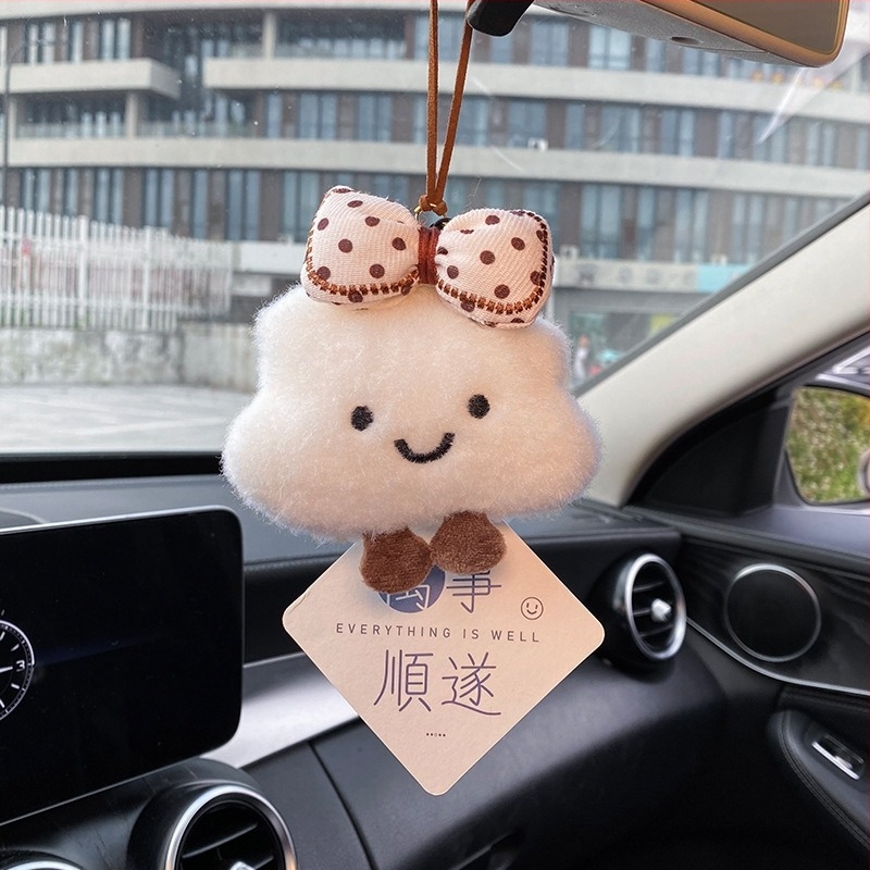 Βελούδινο αυτοκινητικό διακοσμητικό σε μορφή συννεφιού, cartoon στυλ, κρεμαστό για τον καθρέφτη οπισθοπορείας, εσωτερική διακόσμηση αυτοκινήτου