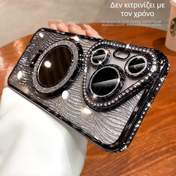 Θήκη σιλικόνης για Huawei Pura70/Pura70 Pro με κρύσταλλα, διαφανής αισθητικός σχεδιασμός, ενσωματωμένη βάση και απαγωγή θερμότητας