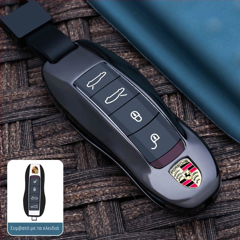 Θήκη κλειδιού Porsche, κράμα ψευδάργύρου, Chong Titanium, απλός σχεδιασμός, συμβατό με Cayenne, Macan, 911, 718, Taycan
