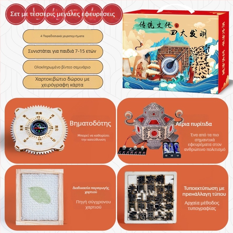 Σετ DIY Επιστήμης: Τέσσερα Μεγάλα Εφευρέσεις — Ξύλινο Εκπαιδευτικό Παιχνίδι για 7–14 ετών, Σετ, Κωδικός 666, OEM Λογότυπο