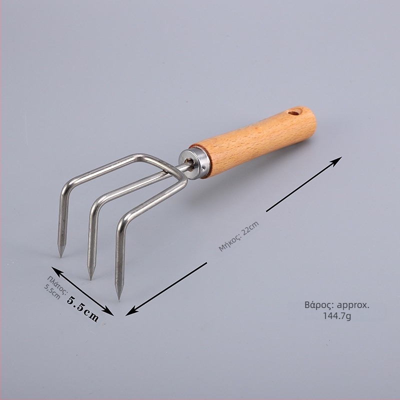 Hongcan σετ κήπου από ανοξείδωτο ατσάλι με ξύλινες λαβές, 6 τεμάχια, περιλαμβάνει φτυάρια και τριζόδοντο σκαλιστήρι για παρτέρια και χαλάρωση εδάφους