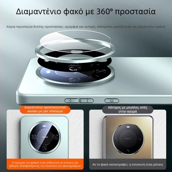 Θήκη Huawei Mate60 Pro και Mate50 Pro με γυαλί ματ, μεταλλικό δαχτυλιδι φακού, πλήρης κάλυψη, ανθεκτική στους κραδασμούς, αντι-αποτυπώματα, διάχυση θερμότητας
