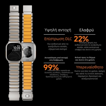 Λουρί Apple Watch S11 - 316L ανοξείδωτος χάλυβας / τιτάνιο χάλυβας, μαγνητική κλειδαριά, Nothing