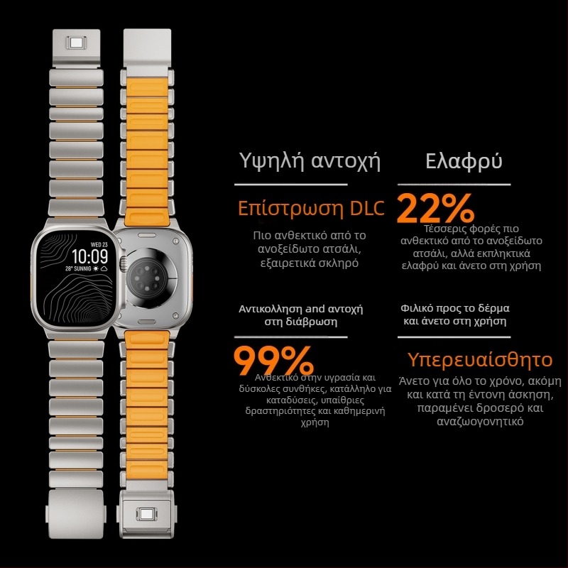 Λουρί Apple Watch S11 - 316L ανοξείδωτος χάλυβας / τιτάνιο χάλυβας, μαγνητική κλειδαριά, Nothing