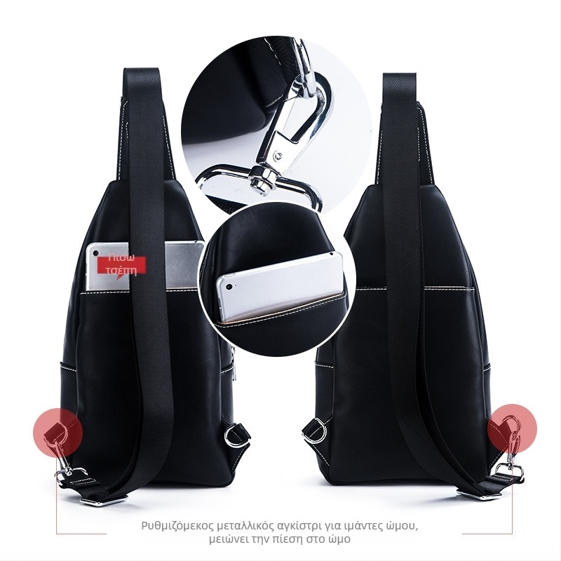 Ανδρική δερμάτινη τσάντα crossbody Naughty craftsman με χειροποίητη χαρακτική δέρματος, γνήσιο δέρμα, street trend, μεγάλη χωρητικότητα, μοτίβο ζώων
