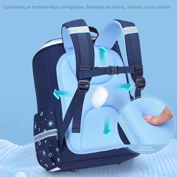 Τσάντα σχολική από PU δέρμα για δημοτικό με προστασία της σπονδυλικής στήλης και μείωση φόρτου, κυρτή ιμάντας ώμου, επένδυση πολυεστέρα, μονοχρωμία