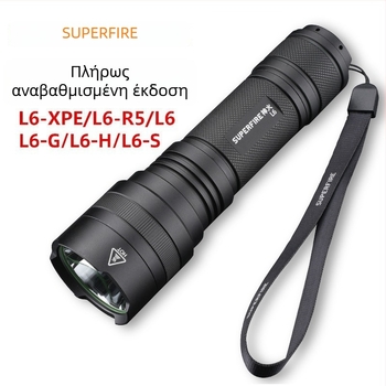 Φακός χειρός LED L6 - κράμα αλουμινίου, 3500mAh, 10W, επαναφορτιζόμενος, χειροκίνητος