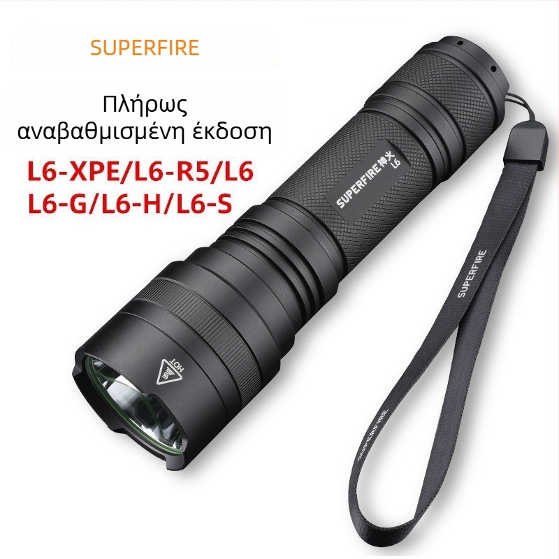 Φακός χειρός LED L6 - κράμα αλουμινίου, 3500mAh, 10W, επαναφορτιζόμενος, χειροκίνητος