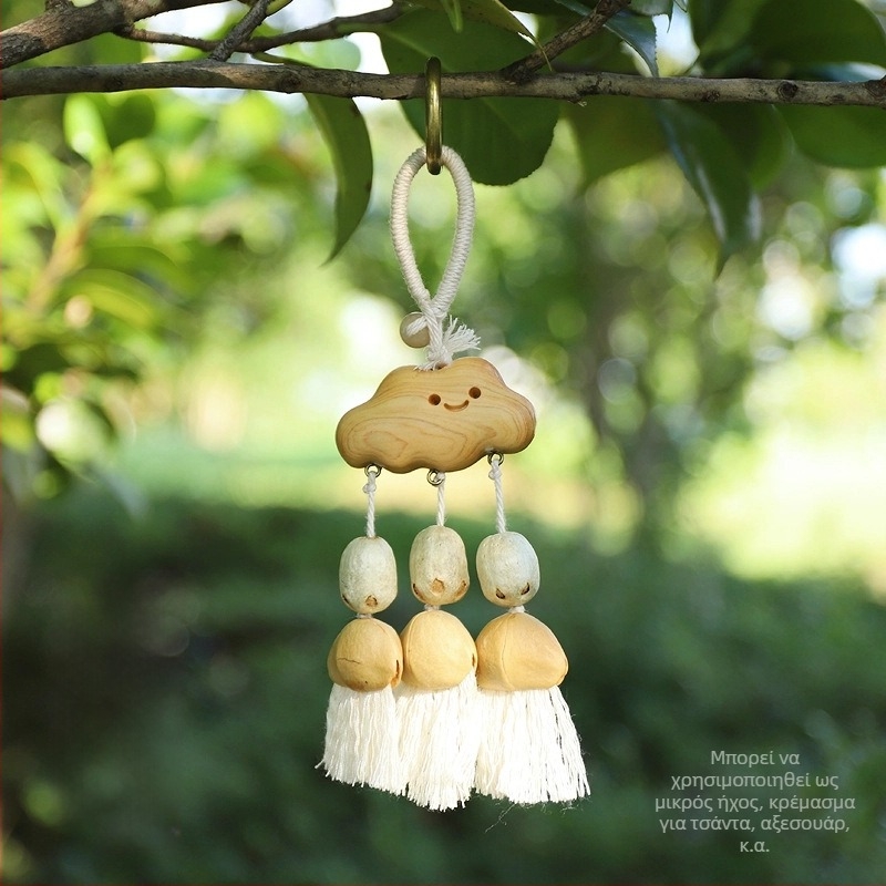 Κρεμαστό για τσάντα — φυσικός φλοιός φρούτων, χειροποίητο κουδουνάκι για θεραπεία ήχου, φυτικό μοτίβο, καμπάνα δάσους