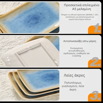 Μελαμινικά σκεύη τραπεζιού με φινίρισμα underglaze, τετράγωνο πιάτο για σούσι και επιδόρπια.
