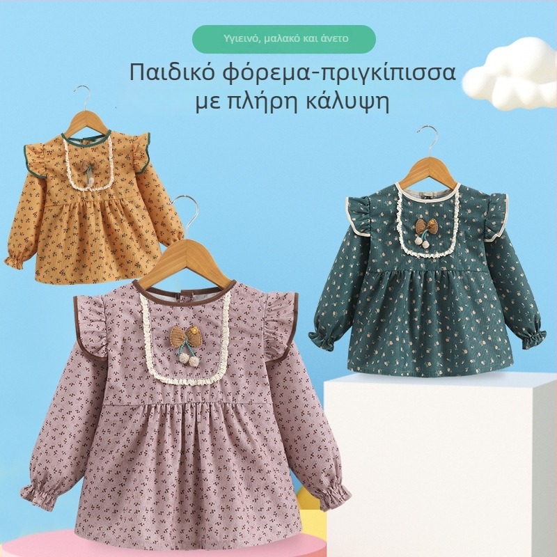 Παιδικό smock από Corduroy, αδιάβροχο, αναστρέψιμο σχέδιο, για κορίτσια 1–3 ετών (ύψος 80–100 cm), κυκλοφορεί φθινόπωρο 2025
