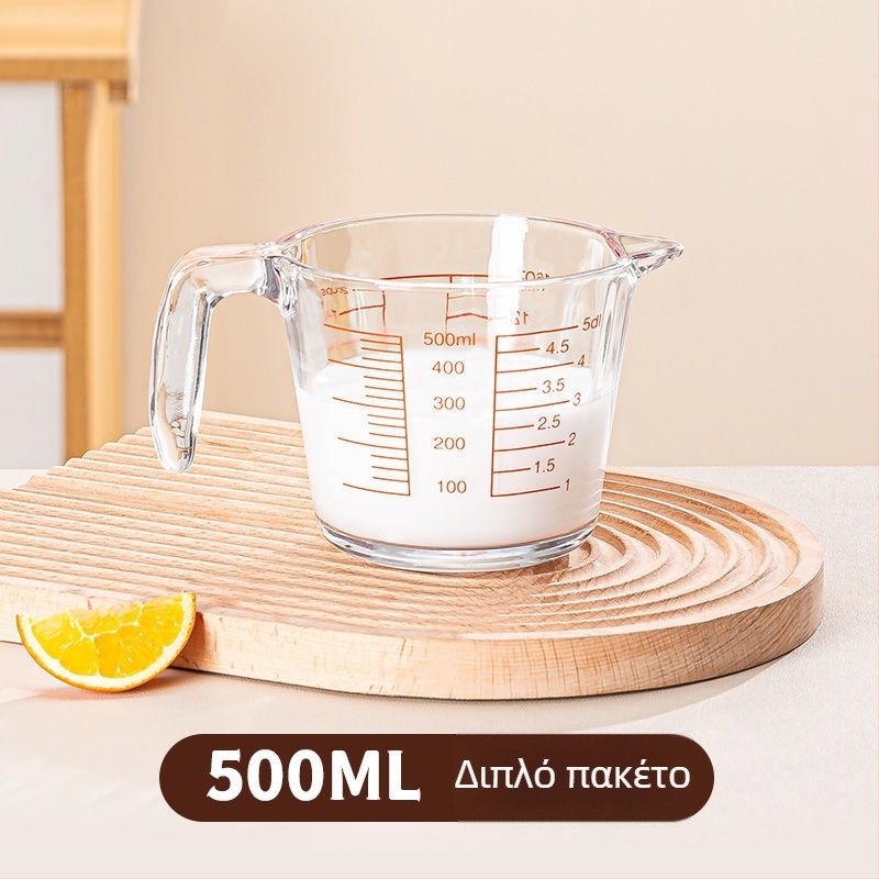 Γυάλινο κύπελλο μέτρησης γάλακτος για φούρνο μικροκυμάτων, με κλίμακα, παχύτερα τοιχώματα, ανθεκτικό στη θερμότητα, μεγάλη χωρητικότητα