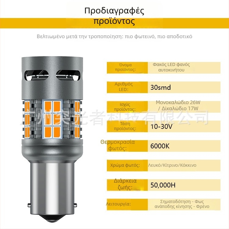 Αυτοκινητικό LED πίσω φως με 30 SMD, συμβατό με 1157/3157/7443, 10-30V, 6000K, φως φρένου/σήματος στροφής/οπίσθιο φως