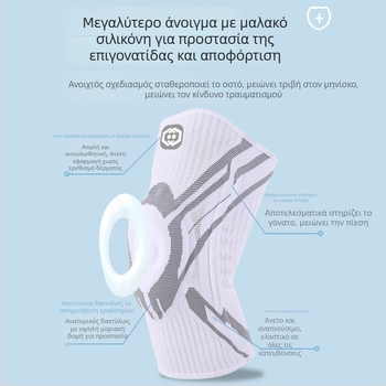 Αθλητικό προστατευτικό γονάτου για σπορ – ιμάντας για μπάσκετ με πιεζόμενη σιλικόνη και αντιολισθητική επιφάνεια (Κύριο υλικό: Νάιλον; Προστατευόμενα μέρη: Γόνατο; Κατηγορία: Προστατευτικό γονάτου; Εφαρμογές: Καθολικές)