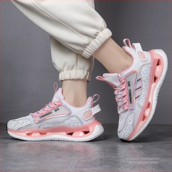 Γυναικεία παπούτσια τρεξίματος — διαπνέοντα, ελαφρά, χαμηλό επάνω με τεχνητό βελούδινο επάνω μέρος, TPU σόλα, κορδόνια