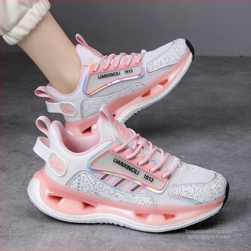 Γυναικεία παπούτσια τρεξίματος — διαπνέοντα, ελαφρά, χαμηλό επάνω με τεχνητό βελούδινο επάνω μέρος, TPU σόλα, κορδόνια