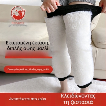 Διπλής όψης επιγονατιδική προστασία από μαλλί για θέρμανση, παχιά κατασκευή, κατάλληλη για τρέξιμο και ποδόσφαιρο