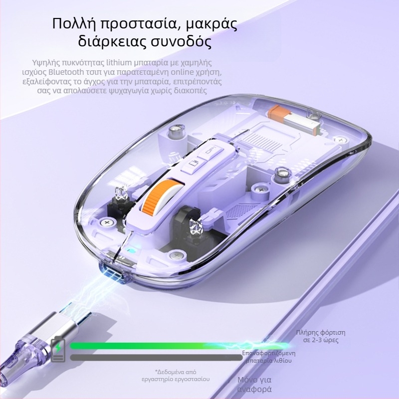 Ασύρματο ποντίκι, 2.4G + Bluetooth, 1600dpi, 5 πλήκτρα, εμβέλεια 10m, 76g, συμβατό με φορητό υπολογιστή