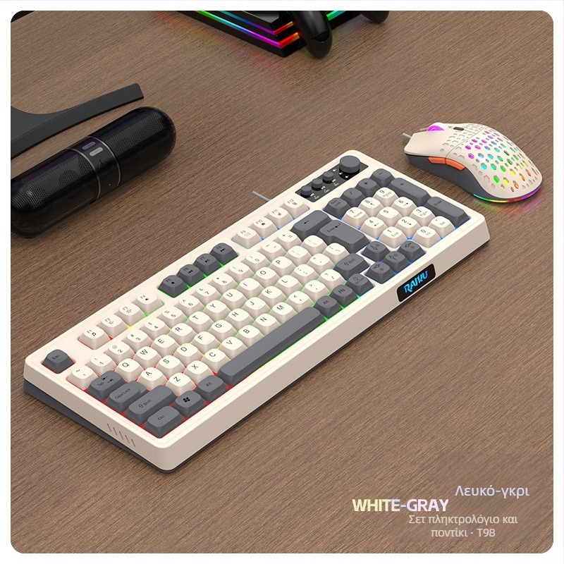 Σετ ενσύρματου πληκτρολογητή και ποντικιού T98, USB, οπτικός αισθητήρας 1600dpi, εργονομικό, αδιάβροχο, δυνατότητα ιδιωτικής ετικέτας