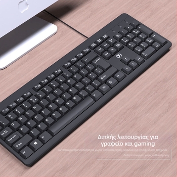 Ενσύρματο πληκτρολόγιο με PS/2 και USB διεπαφές, κατάλληλο για επιτραπέζιο και φορητό υπολογιστή