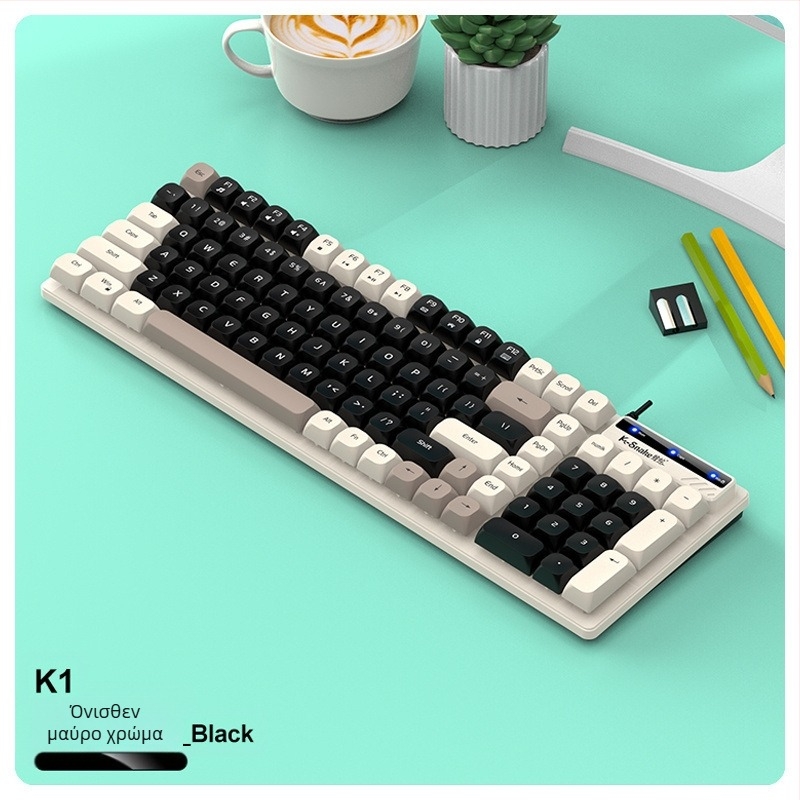 Σετ ενσύρματου πληκτρολογίου και ποντικιού με μηχανικό αίσθημα, χωρίς φωτισμό, χωρίς μαξιλαράκι καρπού, για υπολογιστή