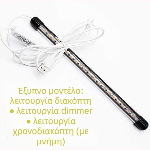 USB χρονισμένο LED φως ανάπτυξης πλήρους φάσματος για παχύφυτα και εσωτερικά λουλούδια — τρεις θερμοκρασίες χρώματος, χαμηλή ισχύς (≤5W), τάση ≤36V