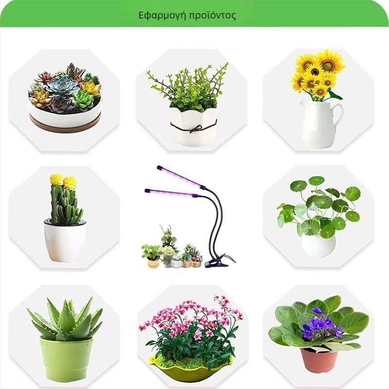 USB χρονισμένο LED φως ανάπτυξης πλήρους φάσματος για παχύφυτα και εσωτερικά λουλούδια — τρεις θερμοκρασίες χρώματος, χαμηλή ισχύς (≤5W), τάση ≤36V