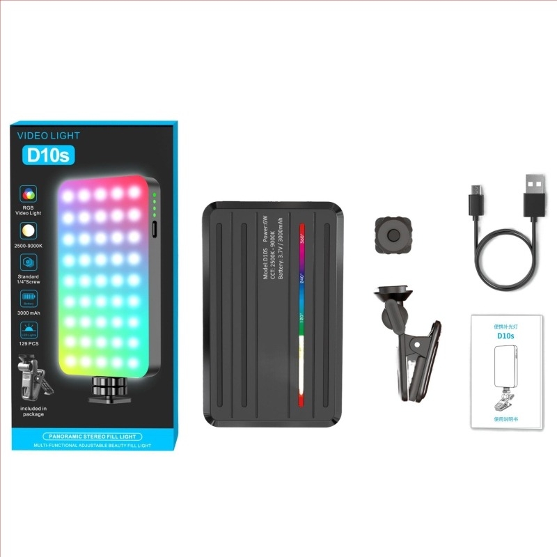 Φωτιστικό LED για συμπλήρωση φωτισμού σε κινητό τηλέφωνο – D10s, 4W, 5V, χειροκίνητο, με τρεις θερμοκρασίες χρώματος για ζωντανές μεταδόσεις και βлог