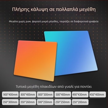 Gaming γυάλινο pad ποντικιού, μονής όψης, αντιολισθητικό, με λογότυπο θερμομεταφοράς, προσαρμόσιμο