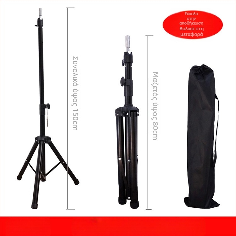 Τρίποδο περούκας δαπέδου, σιδερένιος σκελετός, φόρτος 200 kg, ύψος 80–160 cm, διάμετρος σωλήνα 3.5–3.9 mm, 2 ενότητες
